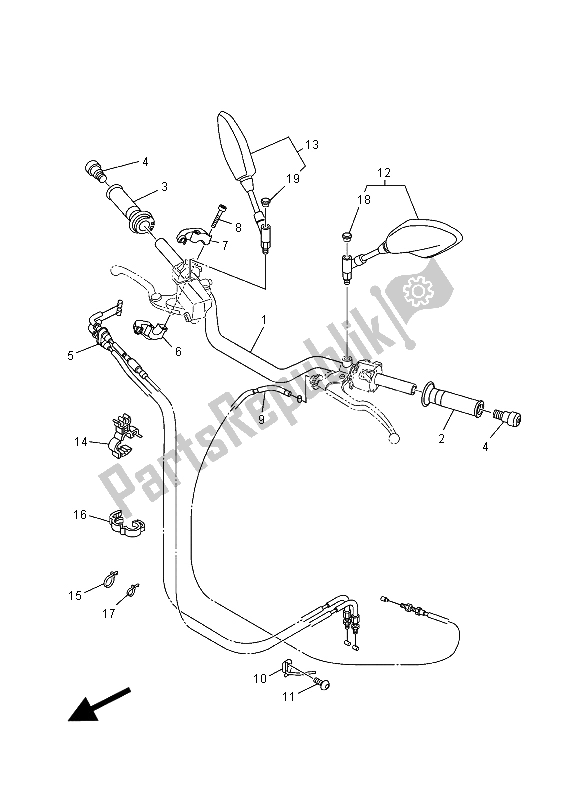 All parts for the Steering Handle & Cable of the Yamaha MT 09A 900 2015