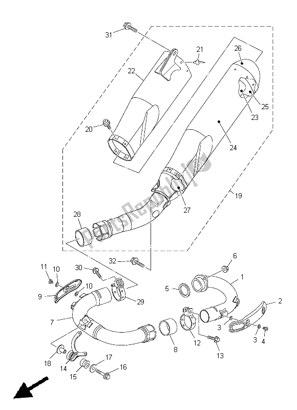 Toutes les pièces pour le échappement du Yamaha YZ 250F 2015