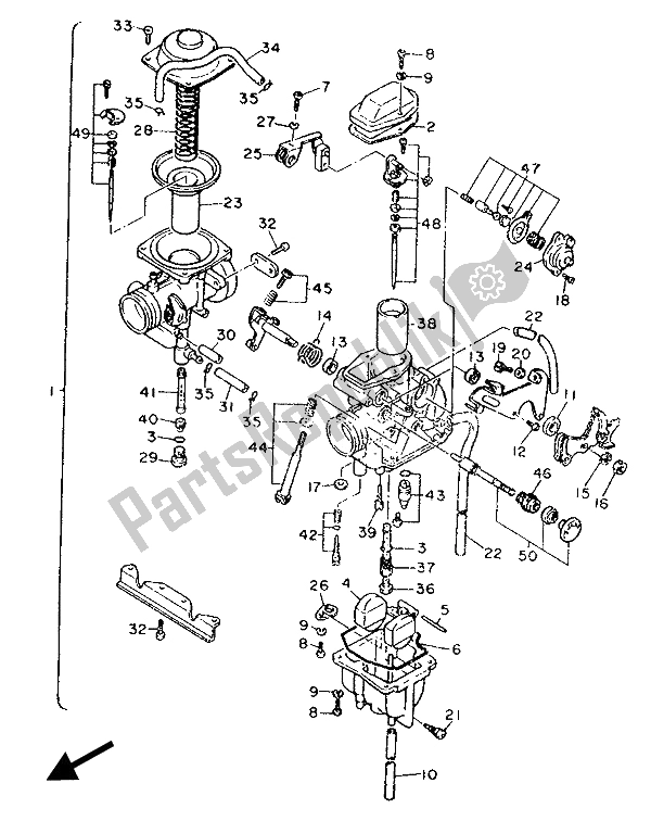 Alle onderdelen voor de Carburator van de Yamaha XT 600 1989