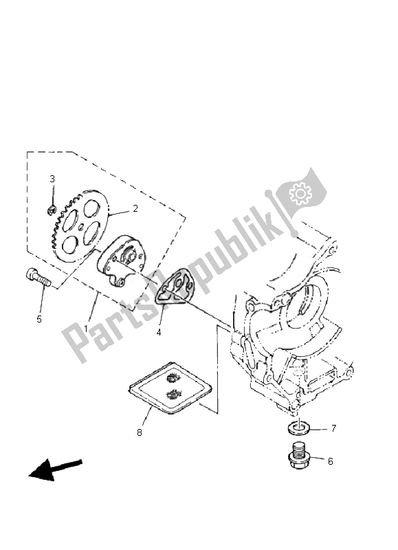 All parts for the Oil Pump of the Yamaha YFM 80R 2007