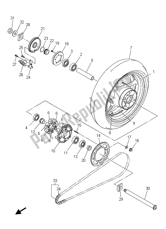 Tutte le parti per il Ruota Posteriore del Yamaha FZ8 SA 800 2013