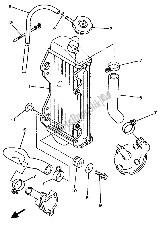 Tutte le parti per il Tubo Del Radiatore del Yamaha YZ 80 LC 1993