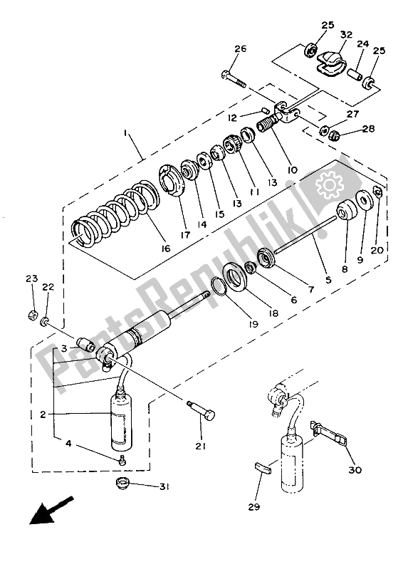 Tutte le parti per il Sospensione Posteriore del Yamaha YZ 80 1986