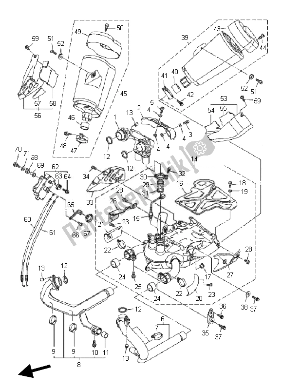 Tutte le parti per il Scarico del Yamaha VMX 17 1700 2010