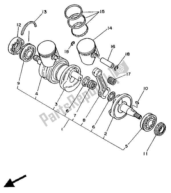 Tutte le parti per il Albero Motore E Pistone del Yamaha TDR 250 1988