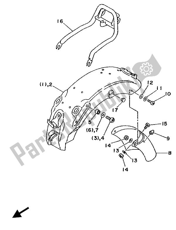 All parts for the Alternate (fender) of the Yamaha XV 250 Virago 1994