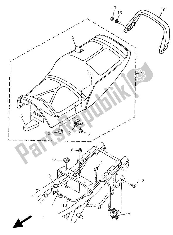 Alle onderdelen voor de Stoel van de Yamaha XJR 1200 SP 1997