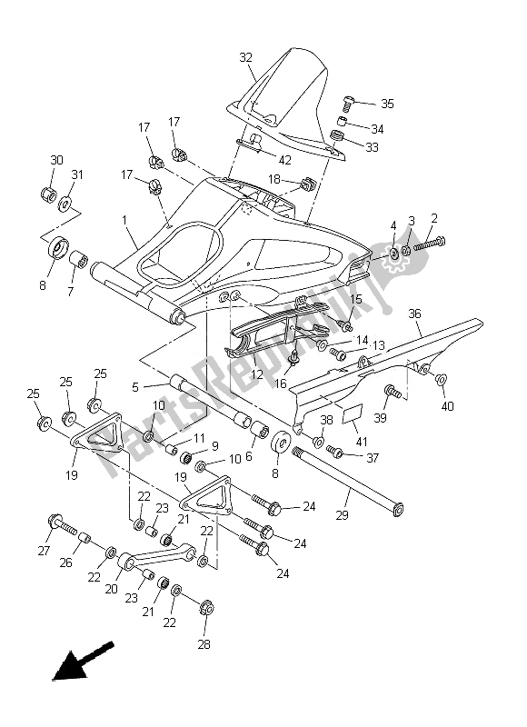 All parts for the Rear Arm of the Yamaha FZ8 NA 800 2014