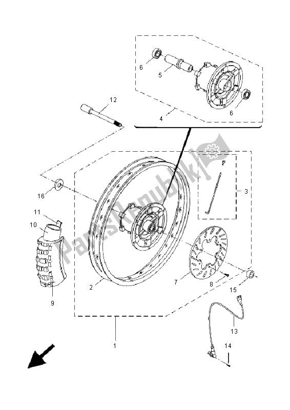 Tutte le parti per il Ruota Anteriore del Yamaha DT 50R SM 2009