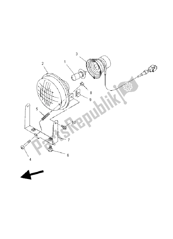 Wszystkie części do Reflektor Yamaha YFM 400 FW Kodiak Manual 2001