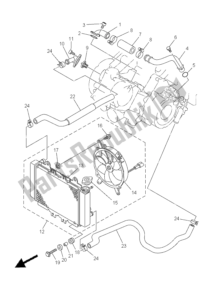 All parts for the Radiator & Hose of the Yamaha YFM 450 Fwad IRS Grizzly 4X4 Yamaha Black 2015