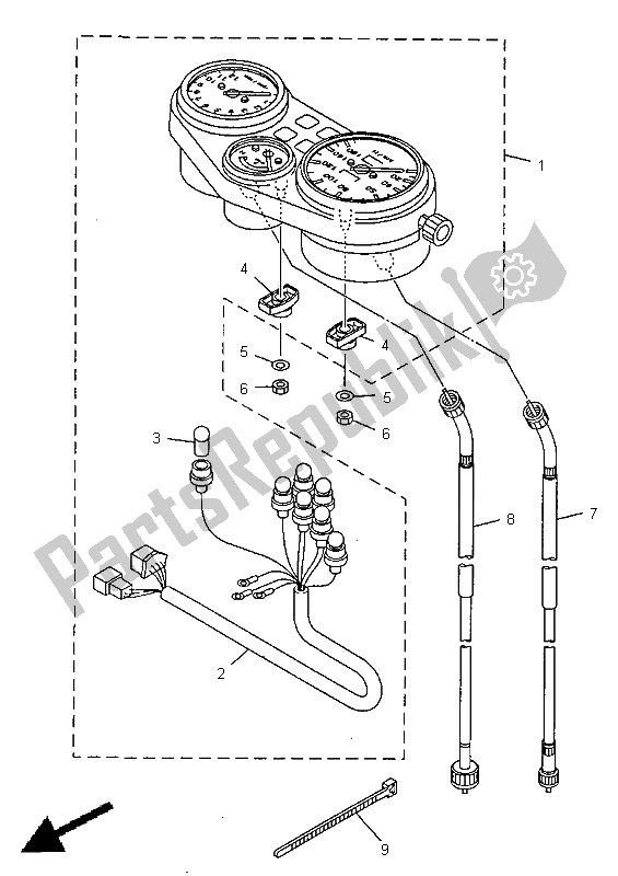 All parts for the Meter of the Yamaha TDR 125 1998