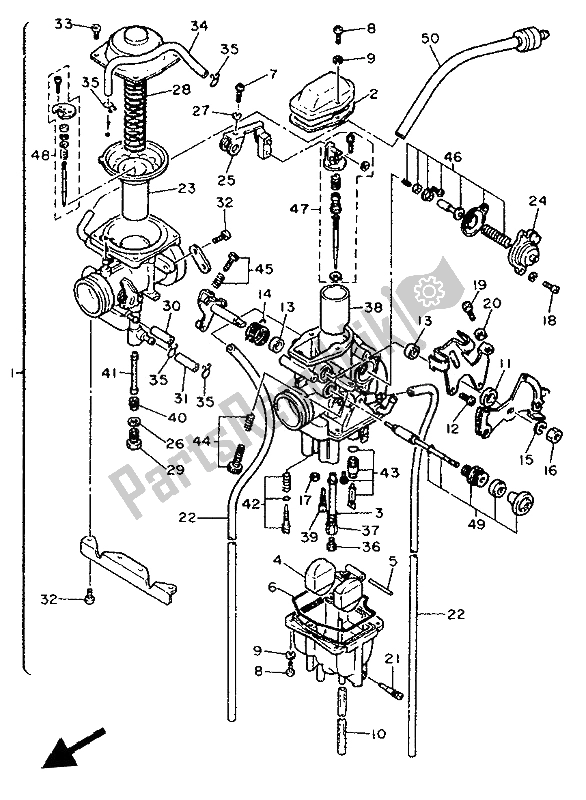 All parts for the Carburetor of the Yamaha XT 600K 1993