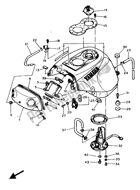 Toutes les pièces pour le Réservoir D'essence du Yamaha FZR 750 RW 1989