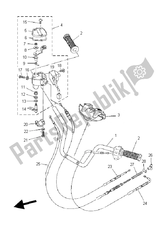 Todas las partes para Manija De Dirección Y Cable de Yamaha YFM 350F Grizzly 4X4 2007