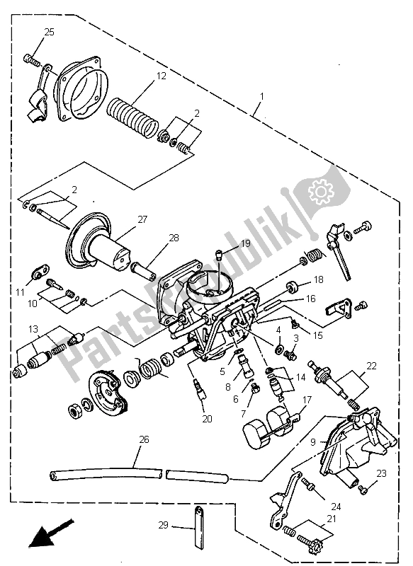 Alle onderdelen voor de Carburator van de Yamaha XV 125 1997