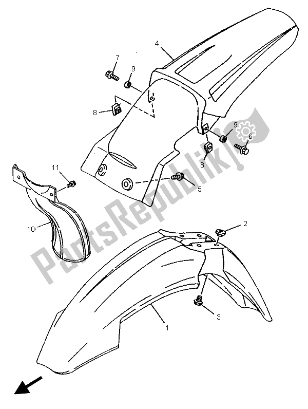 Tutte le parti per il Parafango del Yamaha WR 250Z 1996