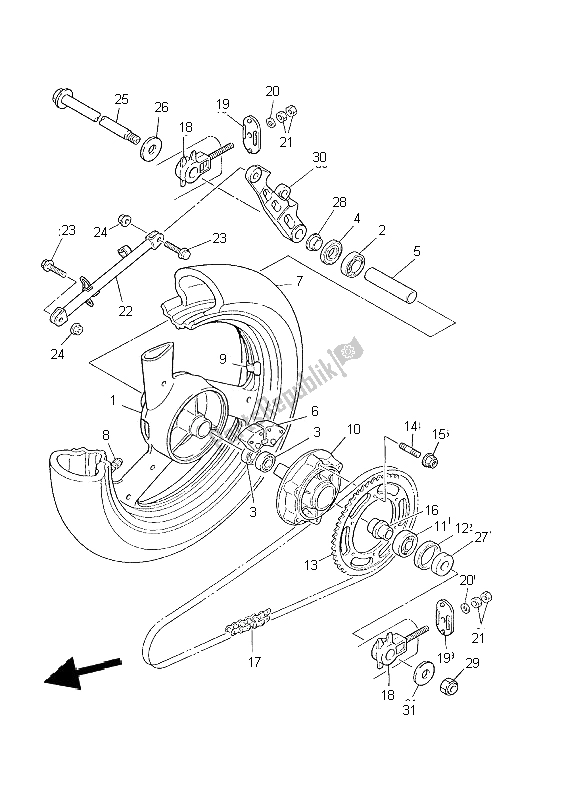 Toutes les pièces pour le Roue Arrière du Yamaha XJ 600N 2002