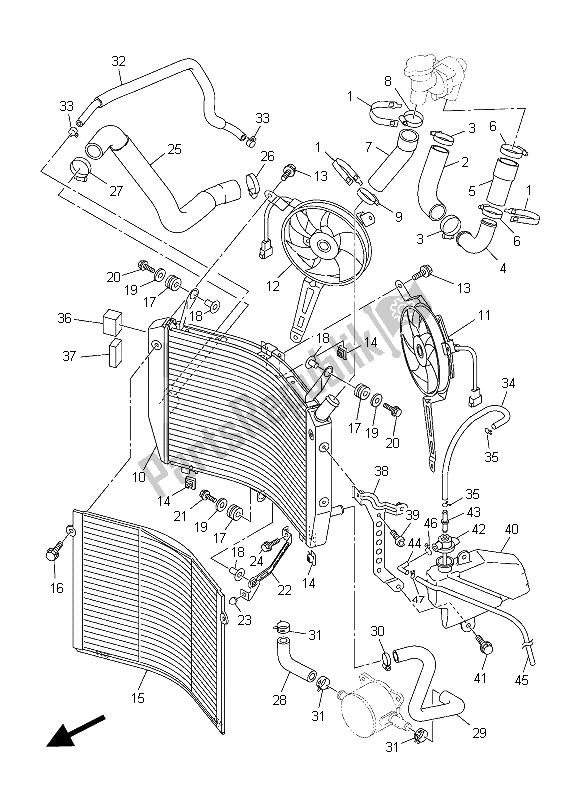 Todas las partes para Radiador Y Manguera de Yamaha FJR 1300 AE 2015