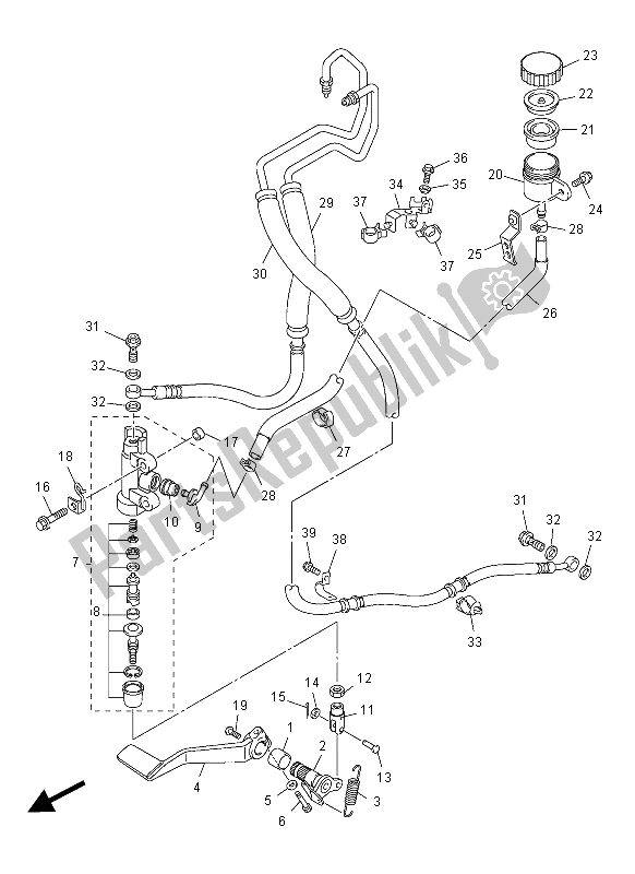 Todas las partes para Cilindro Maestro Trasero de Yamaha VMX 17 1700 2012