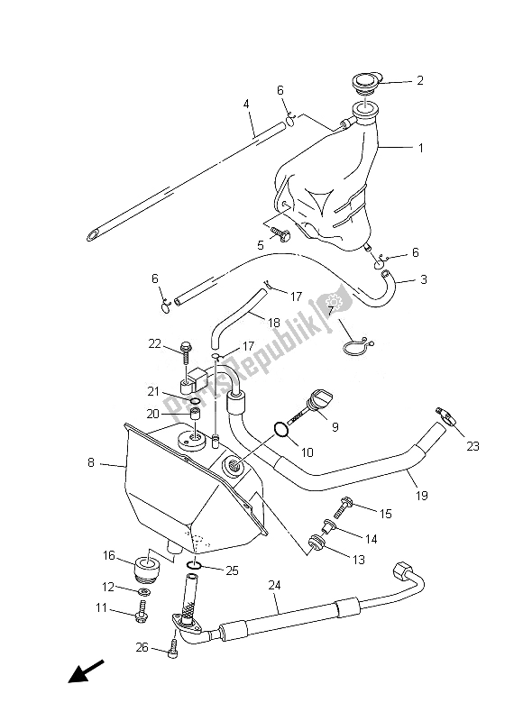 All parts for the Oil Tank of the Yamaha YFM 700 RD 2013