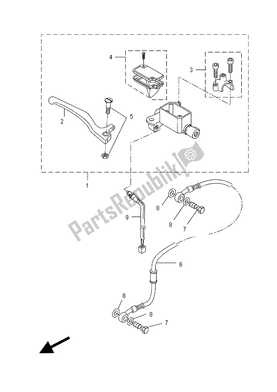 All parts for the Front Master Cylinder of the Yamaha YN 50F 2012