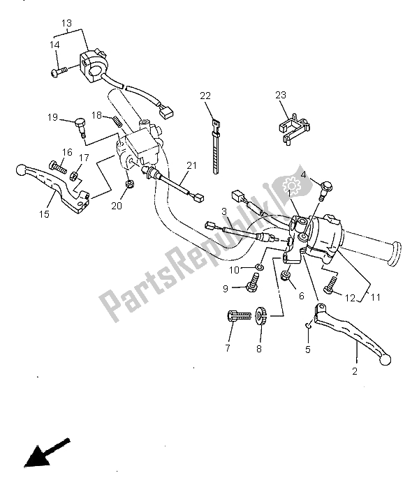 All parts for the Handle Switch & Lever of the Yamaha SR 125 1997