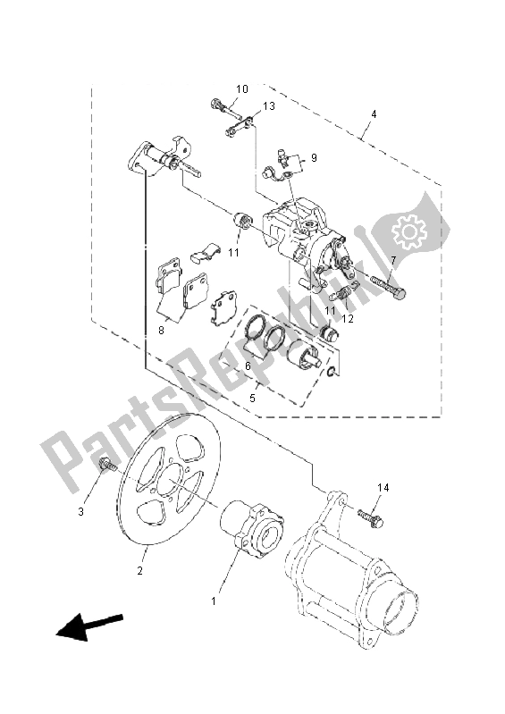 All parts for the Rear Brake of the Yamaha YFM 350R 2008