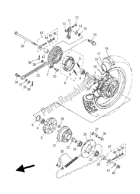 Tutte le parti per il Ruota Posteriore del Yamaha TT R 110E 2010