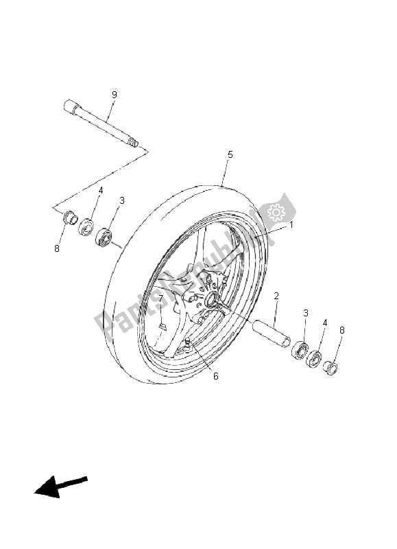 Alle onderdelen voor de Voorwiel van de Yamaha FZ6 N Fazer 600 2006
