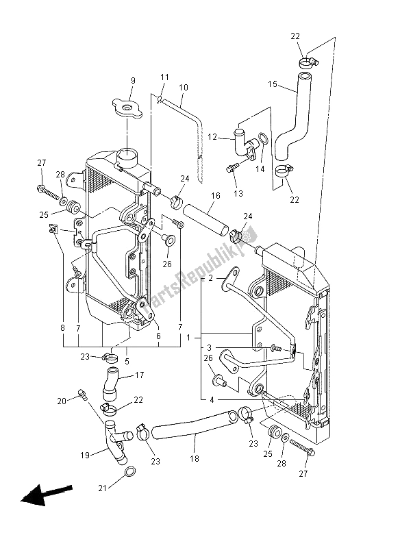 Todas las partes para Radiador Y Manguera de Yamaha YZ 450F 2008