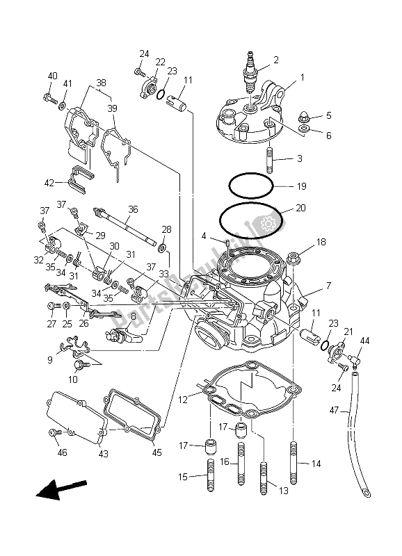 Todas as partes de Cabeça De Cilindro do Yamaha YZ 250 2006