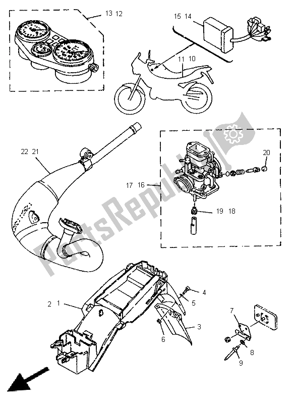 Tutte le parti per il Telaio Alternativo (swe, Ch) del Yamaha TDR 125 1996