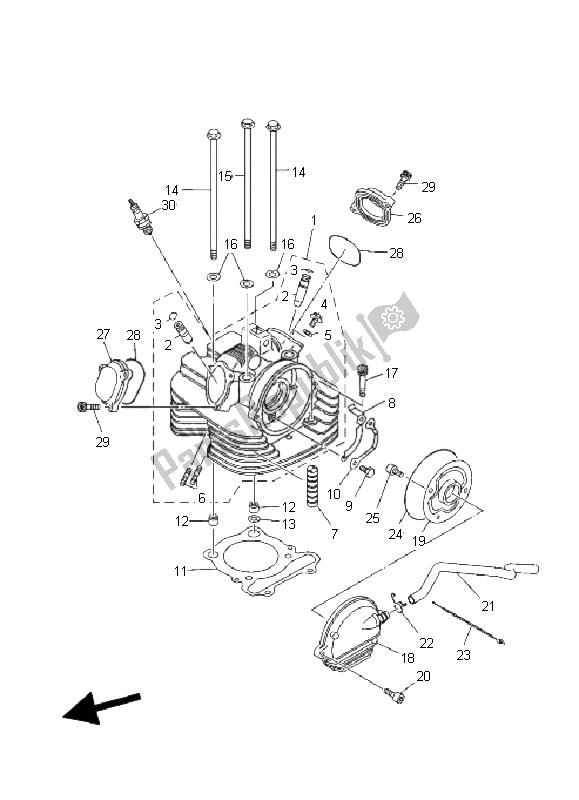 All parts for the Cylinder Head of the Yamaha YFM 350X Wolverine 2X4 2008