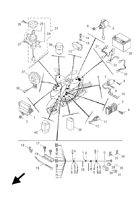 Toutes les pièces pour le électrique 1 du Yamaha NXC 125 Cygnus X 2009