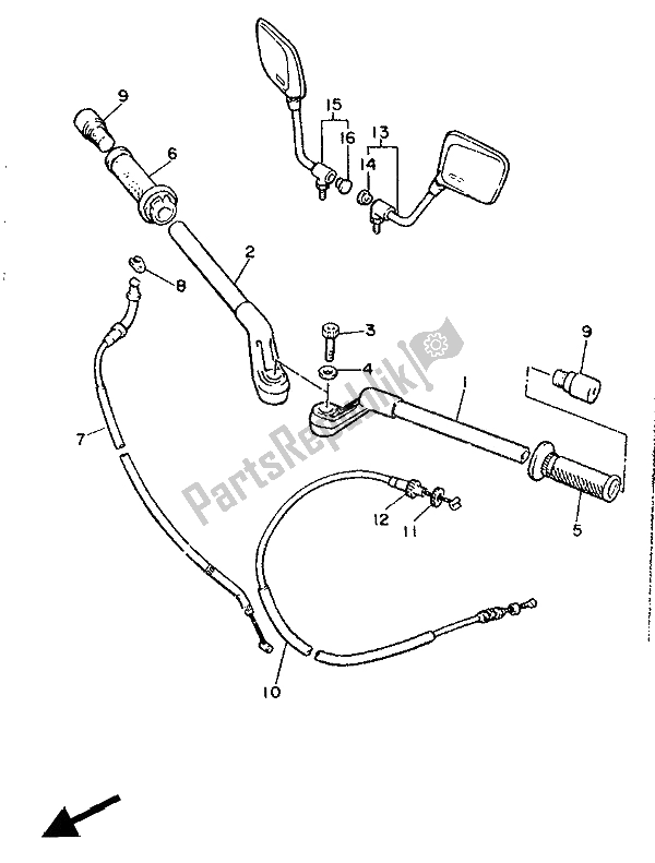 All parts for the Steering Handle & Cable of the Yamaha XJ 600 1991