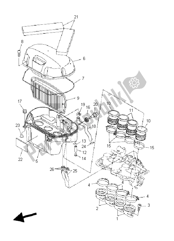 All parts for the Intake of the Yamaha FZ6 Nahg 600 2009
