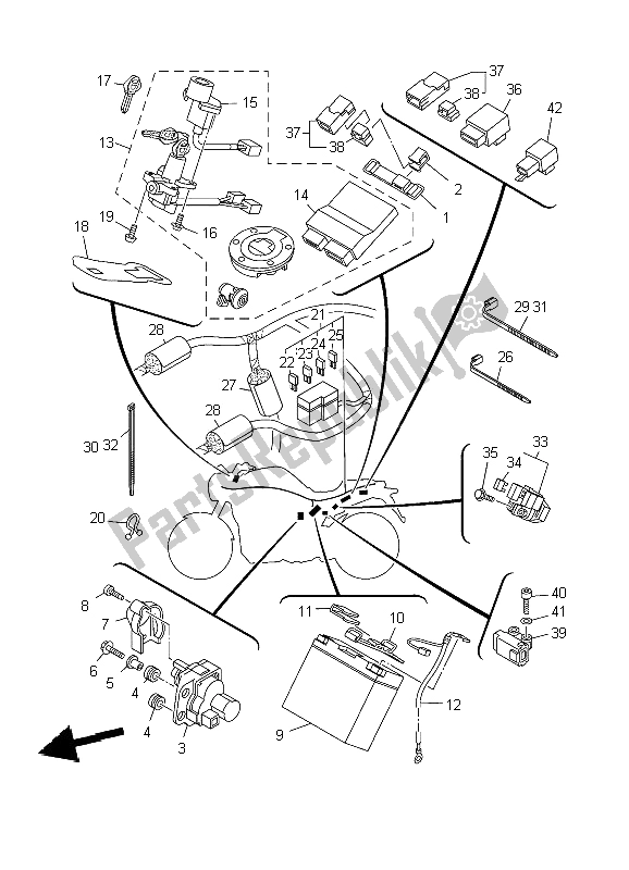 Todas las partes para Eléctrico 2 de Yamaha MT 01S 1670 2009