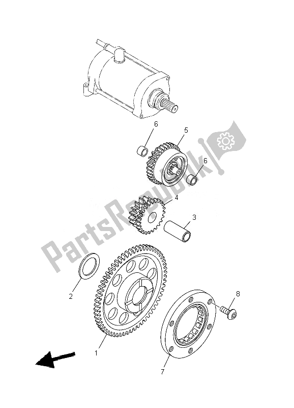 All parts for the Starter Clutch of the Yamaha YFM 550F Grizzly FI 4X4 2010