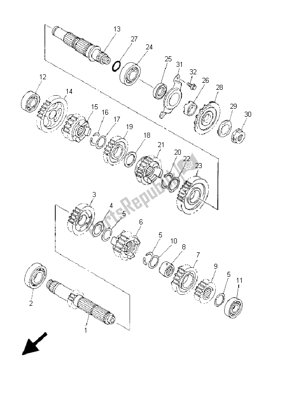 Todas las partes para Transmisión de Yamaha YZ 426F 2001