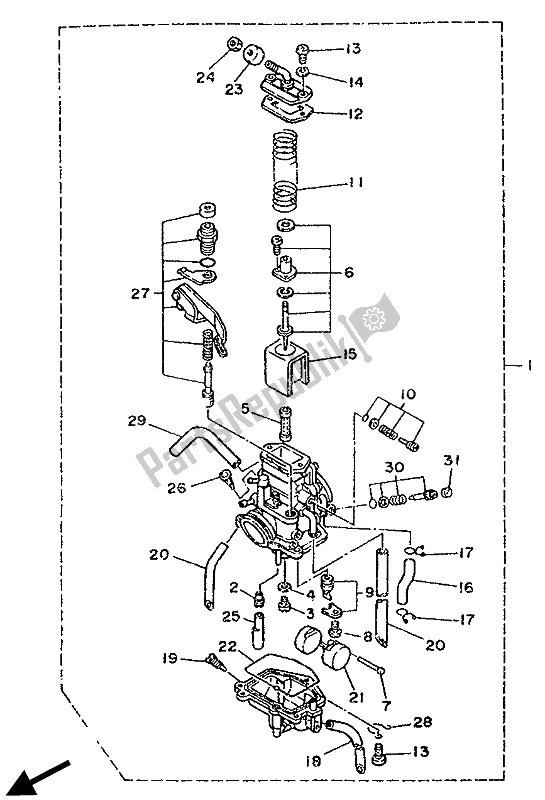 Alle onderdelen voor de Carburator van de Yamaha DT 125R 1990