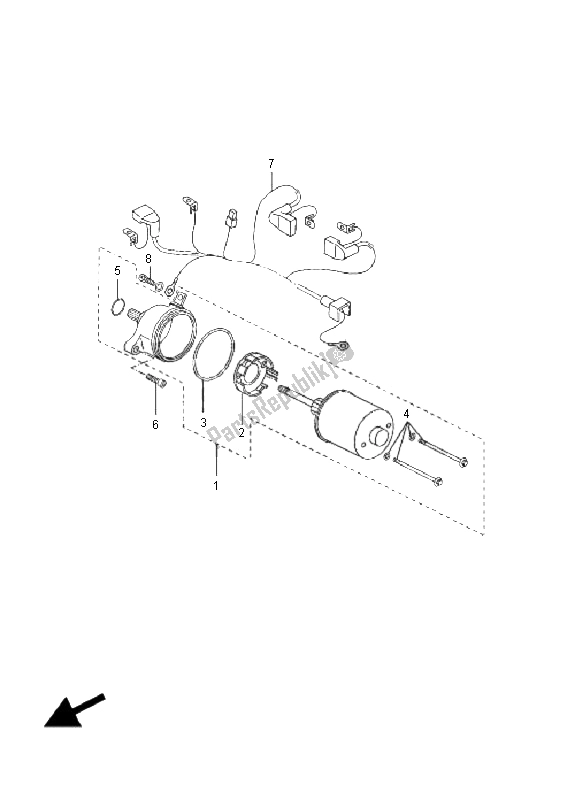 All parts for the Starting Motor of the Yamaha VP 125 X City 2008