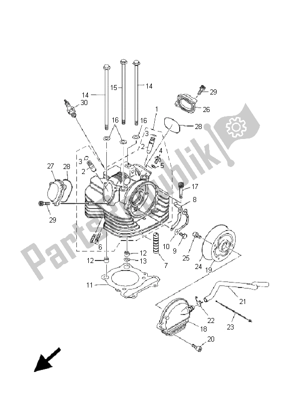 All parts for the Cylinder Head of the Yamaha YFM 350X Wolverine 2X4 2009