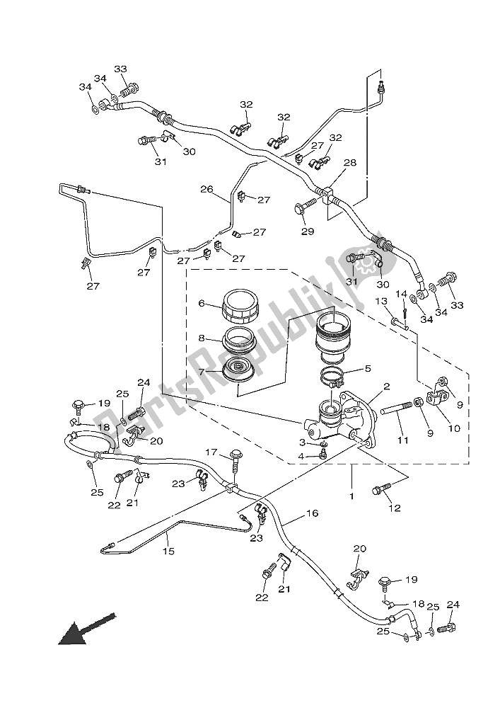 All parts for the Master Cylinder of the Yamaha YXM 700E Viking EPS Camo 2016