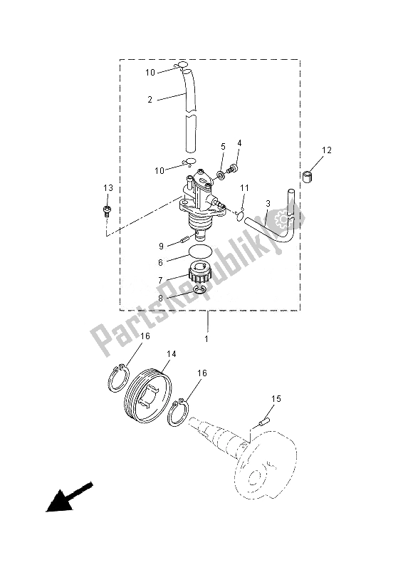 All parts for the Oil Pump of the Yamaha CW 50E 2013