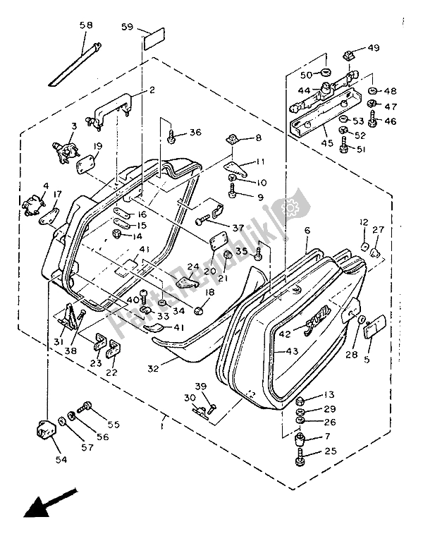 All parts for the Saddlebag 1 of the Yamaha XVZ 12 TD Venture Royal 1300 1988