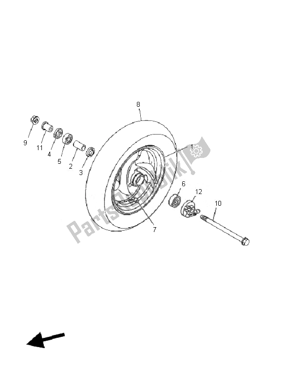 All parts for the Front Wheel of the Yamaha XC 125 Vity 2010