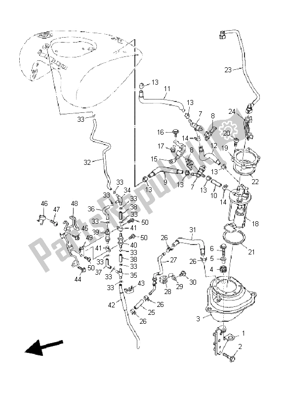 Todas las partes para Tanque De Combustible 2 de Yamaha XV 1900A Midnight Star 2008