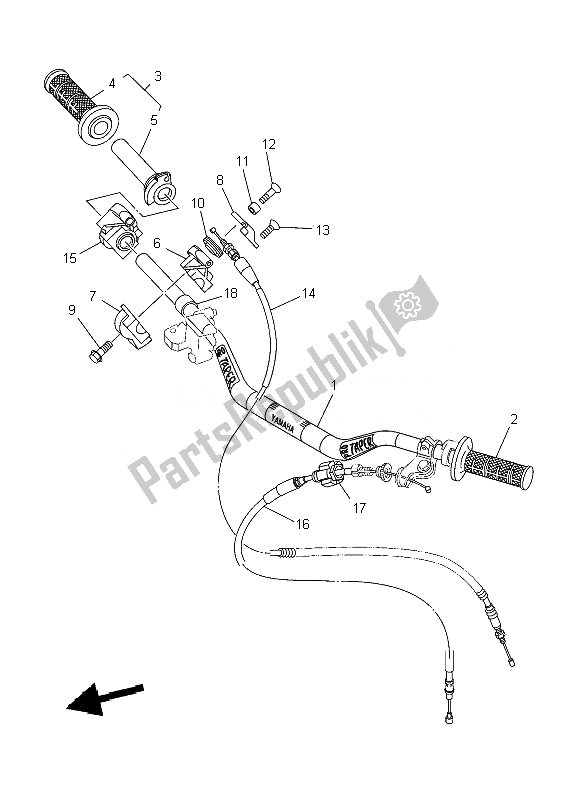 Todas las partes para Manija De Dirección Y Cable de Yamaha YZ 125 2007