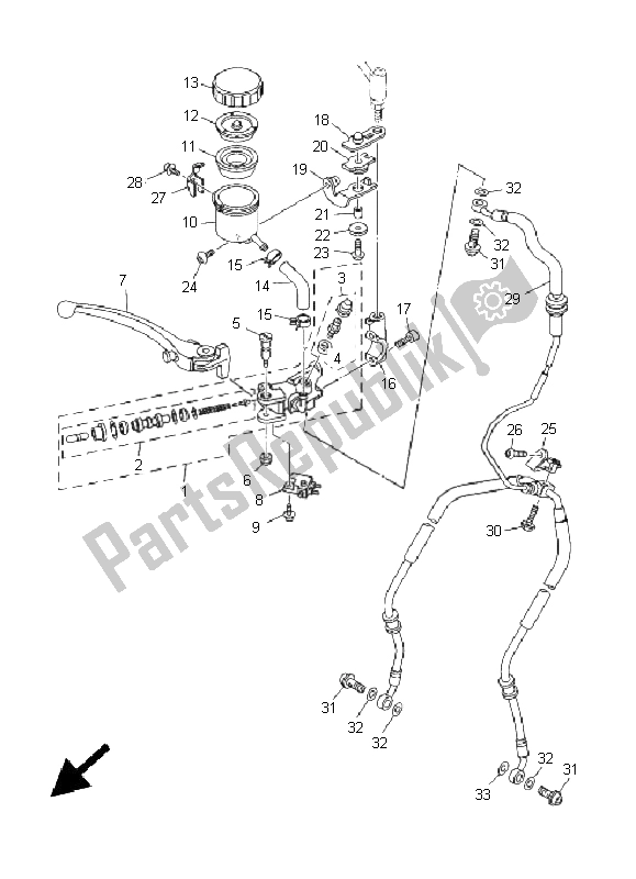 All parts for the Front Master Cylinder of the Yamaha MT 01 1670 2005